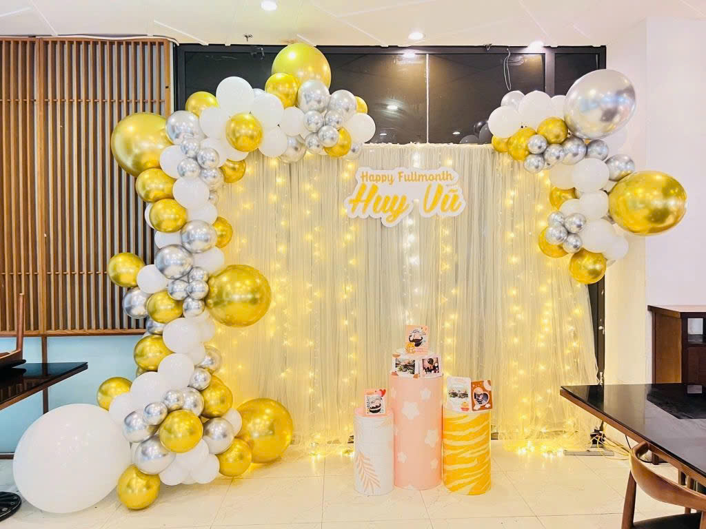 Backdrop chụp hình sinh nhật, thôi nôi