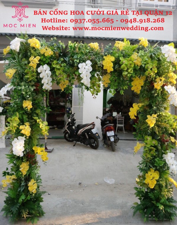 Cho thuê cổng cưới hoa lụa đơn giản