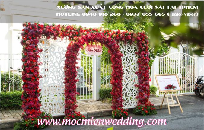 Mẫu cổng hoa cưới cao cấp cắt CNC lớn cho nhà hàng tiệc cưới cỡ lớn tại TPHCM