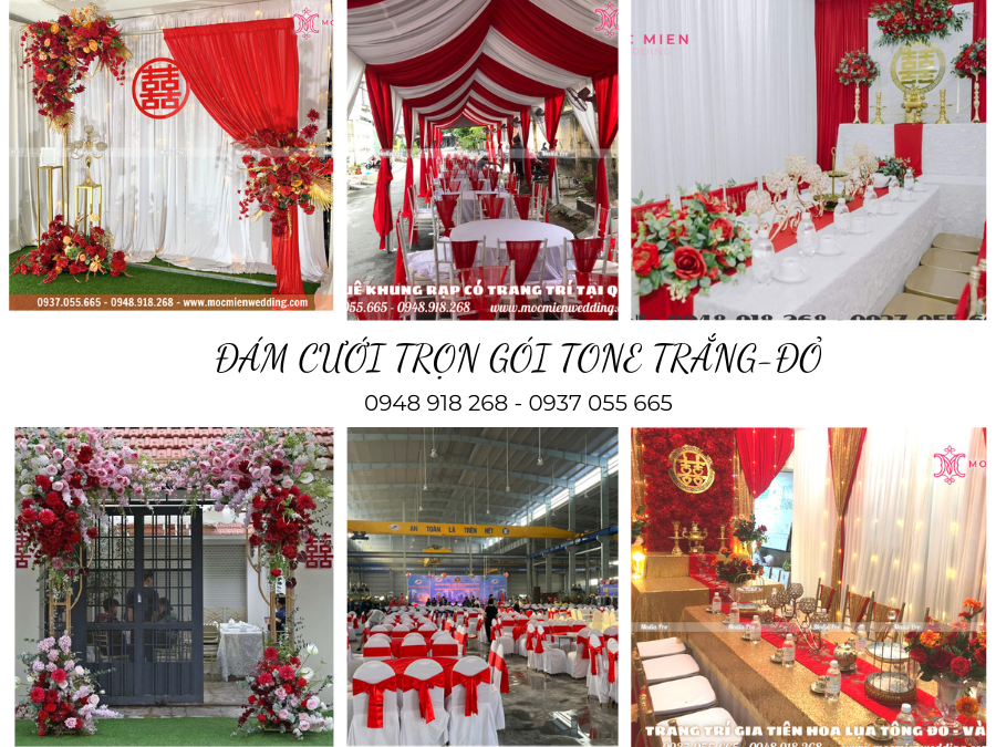 Trang trí đám cưới trọn gói tone đỏ tại tphcm