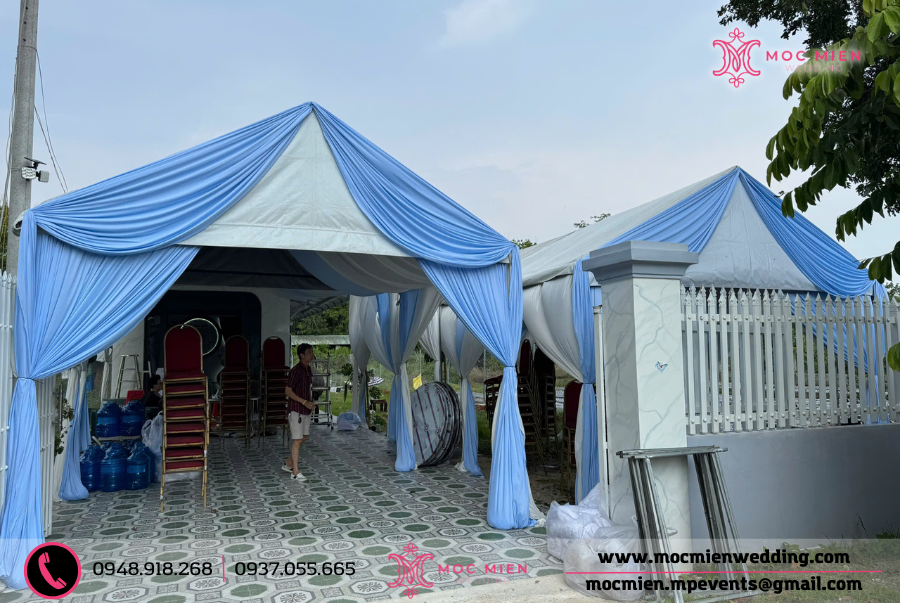 Rạp cưới tone xanh pastel