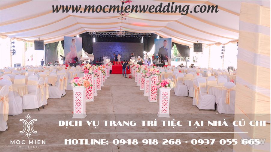Mẫu rạp cưới lớn cho đám cưới tại nhà Củ Chi, rạp che 80 bàn tiệc tại nhà TPHCM