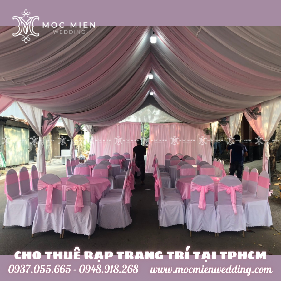 Cho thuê rạp cưới tông màu hồng nhạt tại Tân Bình