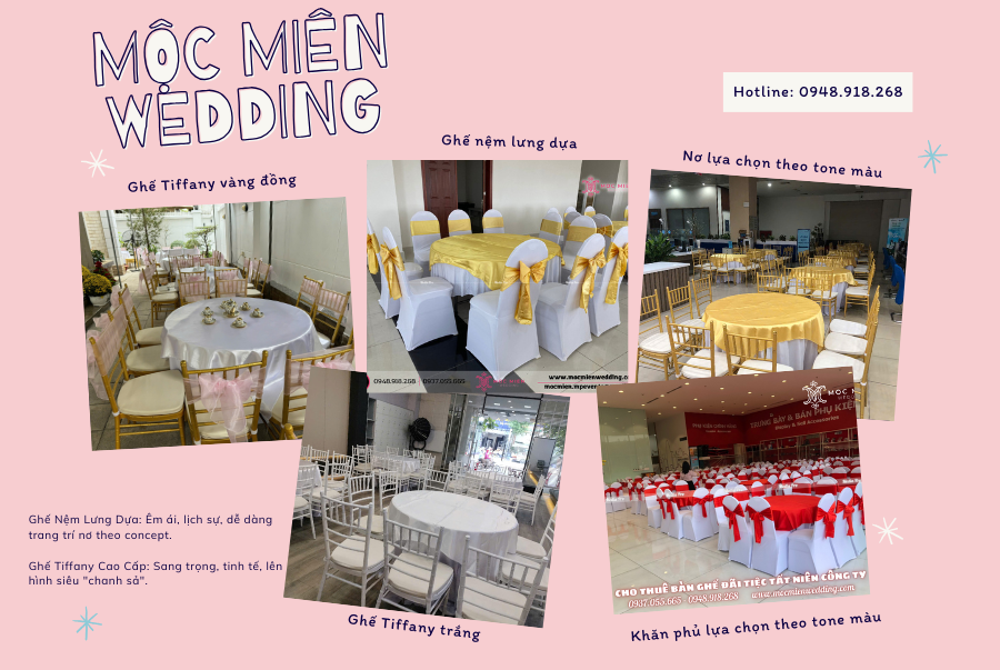 Mộc Miên Wedding cho thuê bàn ghế tiệc cưới