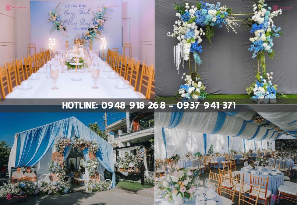 Trang trí trọn gói tone xanh biển