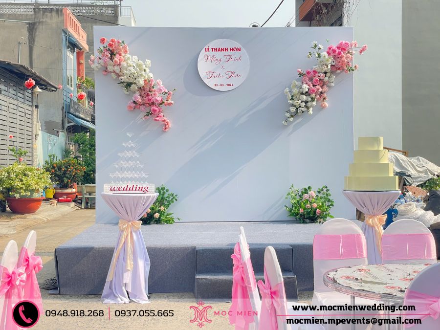 Mẫu sân khấu backdrop được bắn thảm xám cao cấp
