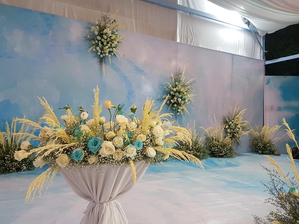 Trang trí backdrop sân khấu đám cưới tại nhà TPHCM chủ đề Biển
