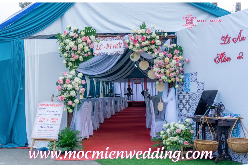 Trang trí đám cưới trọn gói tông màu xanh cổ vịt