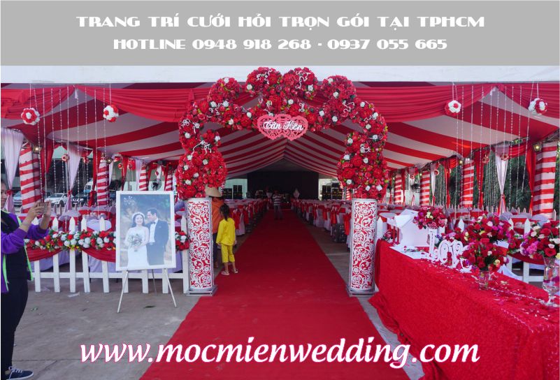 Trang trí đám cưới trọn gói tông màu đỏ