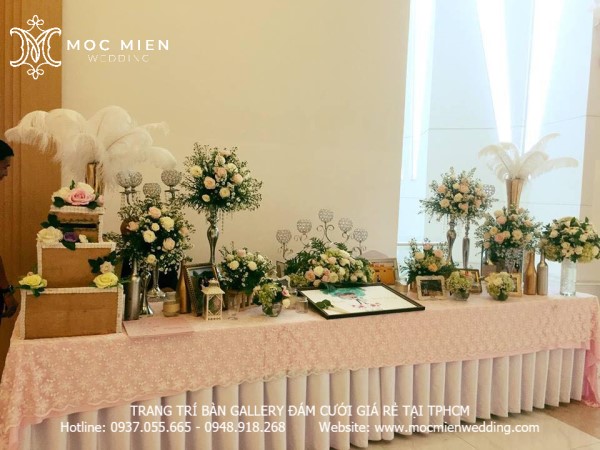 Dịch vụ trang trí bàn lễ tân cho đám cưới nhà hàng TPHCM