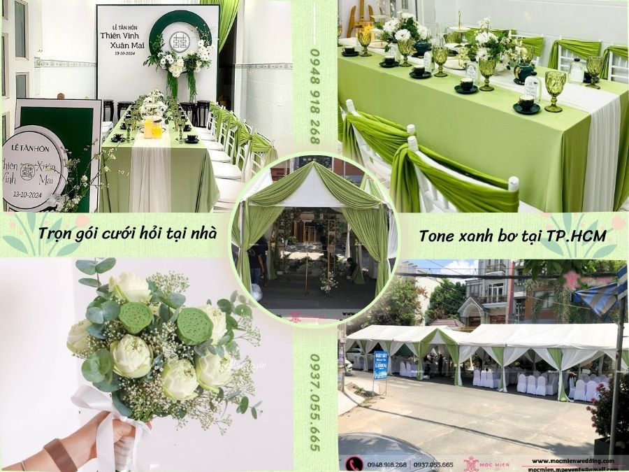 Trang trí trọn gói tone xanh bơ