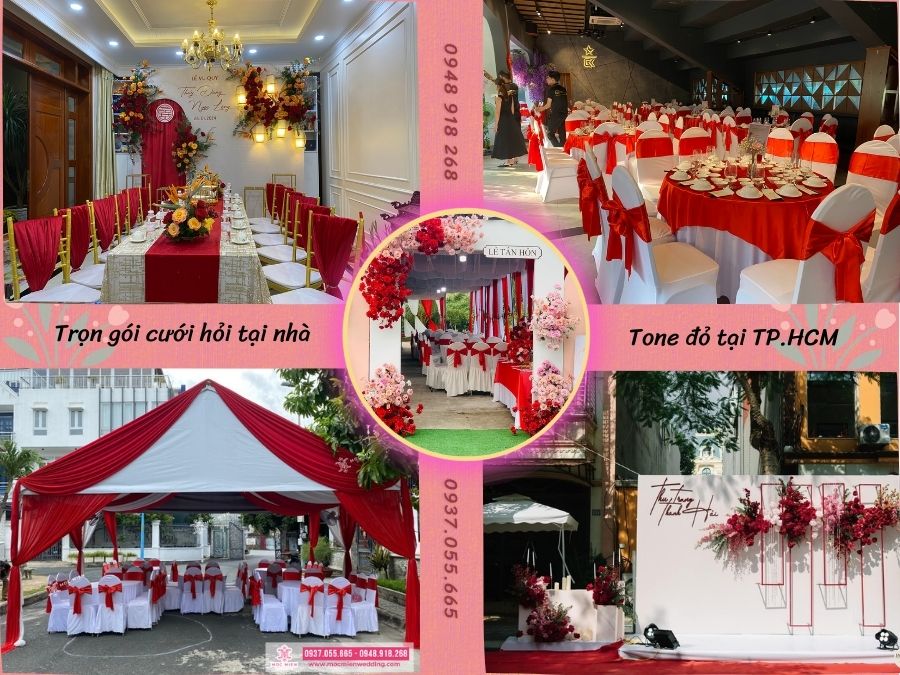 Trang trí trọn gói tone đỏ