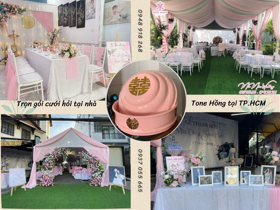 Trang trí trọn gói tone hồng