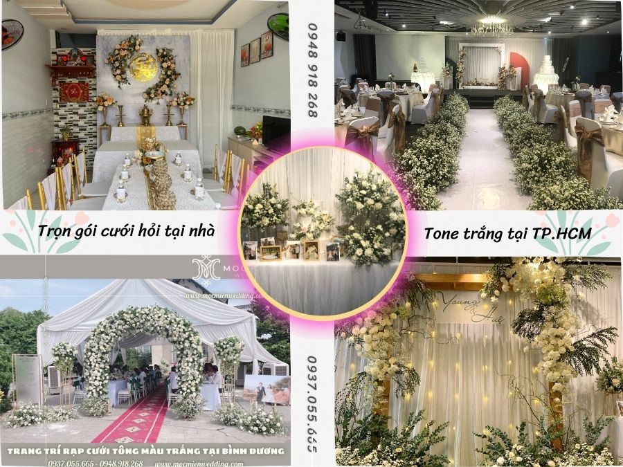 Trang trí trọn gói tone trắng