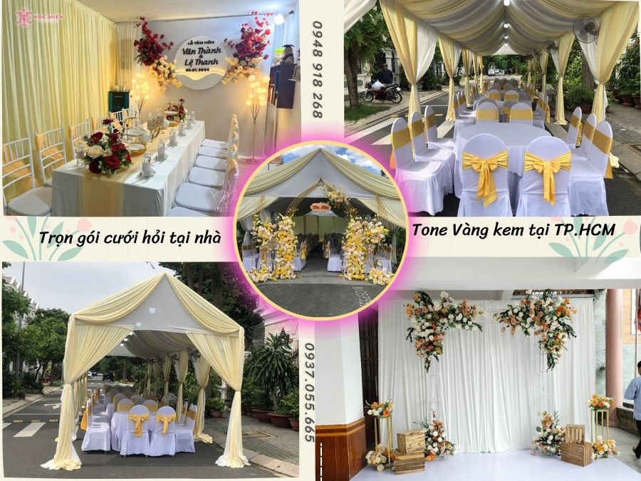 Trang trí trọn gói tone vàng kem