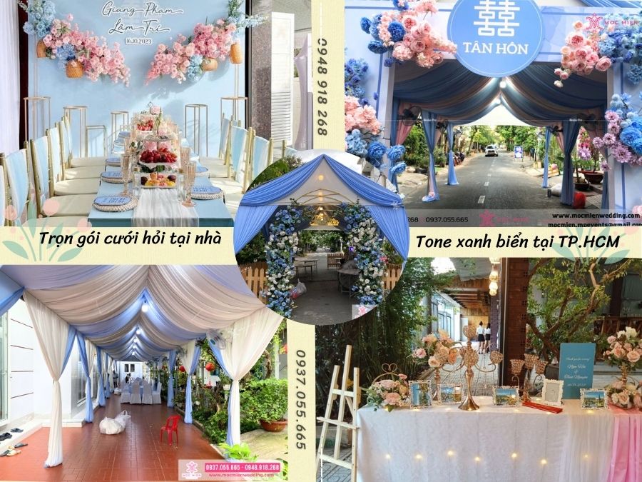 Trang trí trọn gói tone xanh biển