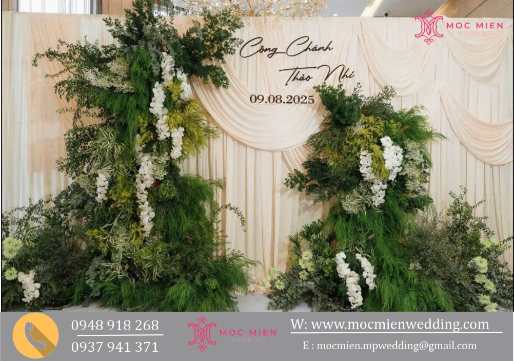 Mẫu backdrop vải lụa hiện đại theo trend hiện nay